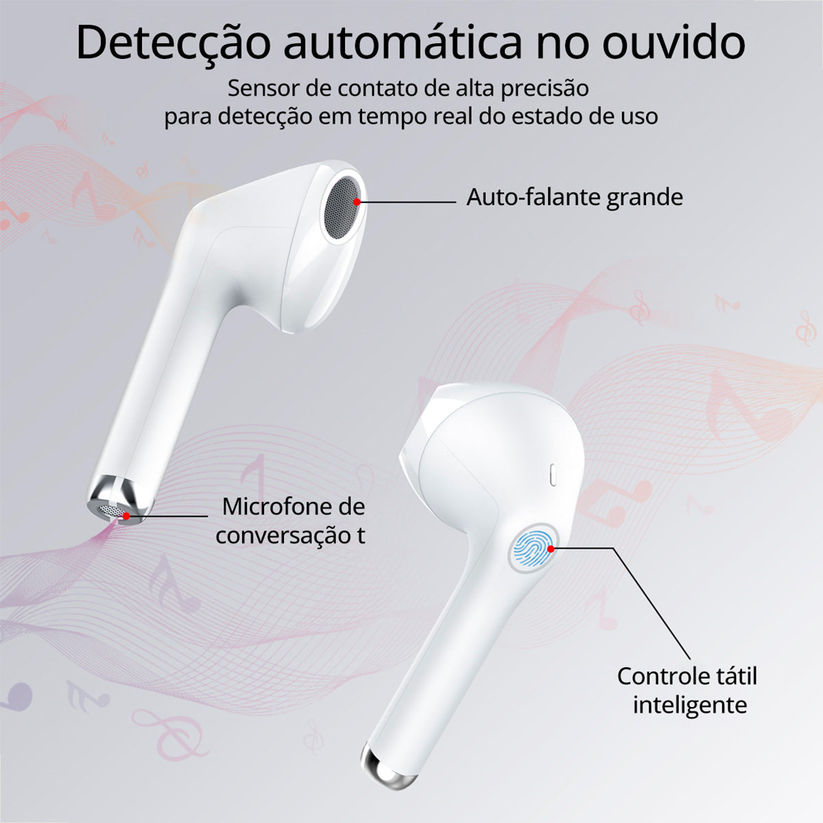 Fone Bluetooth Sem Fio 1HORA AUT201 – USB‑C, Som Imersivo e 22h de Bateria