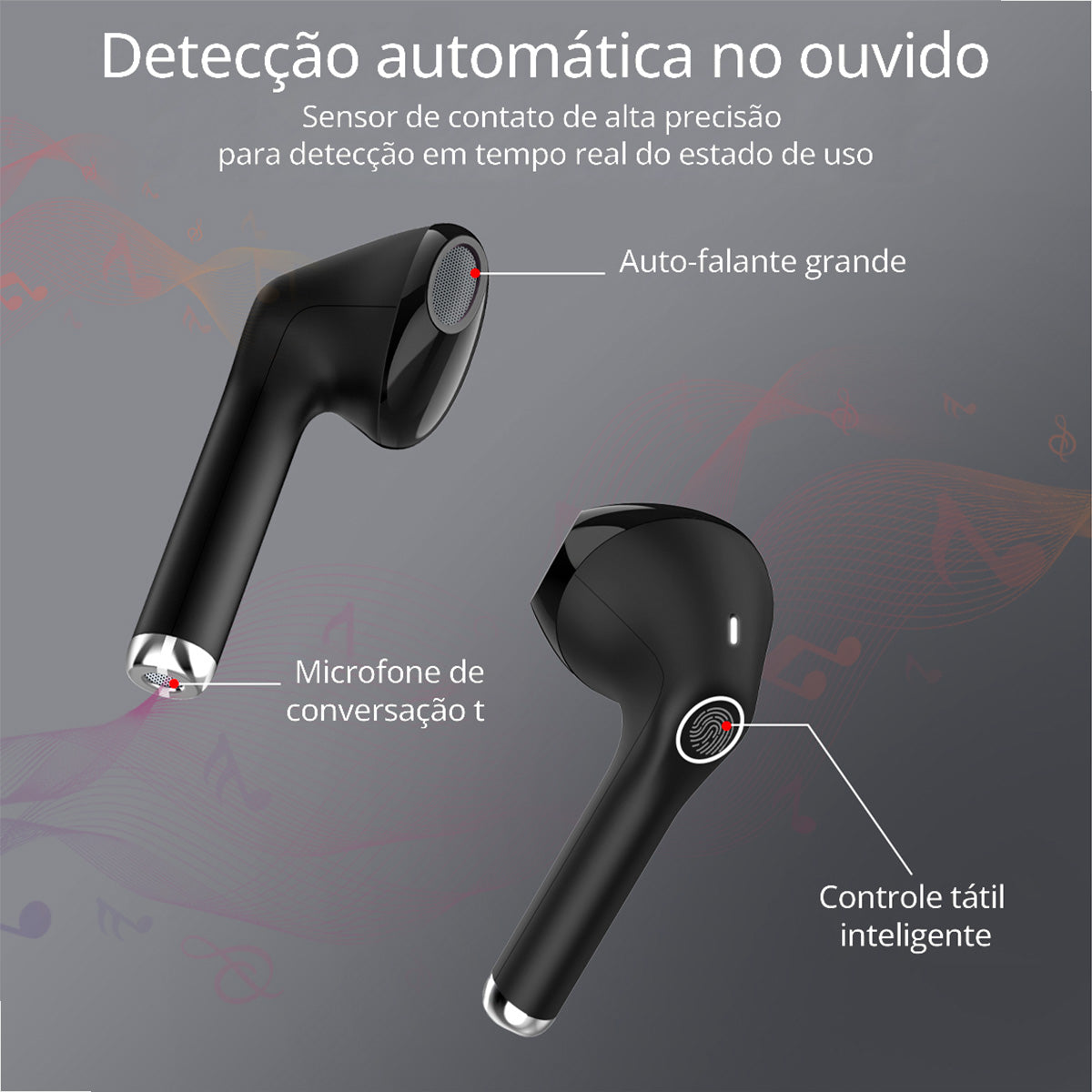 Fone Bluetooth Sem Fio 1HORA AUT201 – USB‑C, Som Imersivo e 22h de Bateria