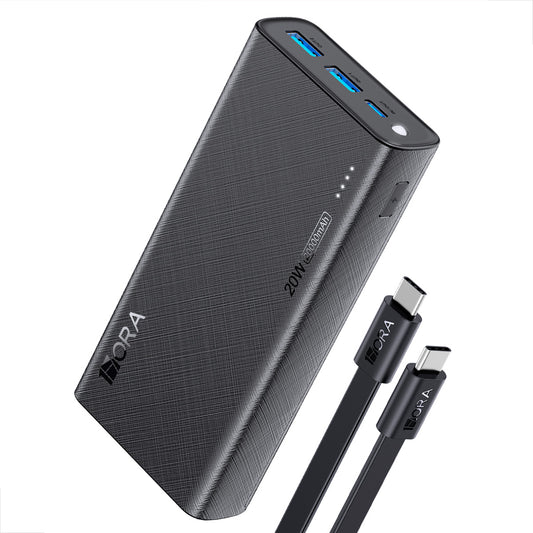 Power Bank 1HORA GAR158 preto com 20000mAh e carregamento rápido PD 22.5W